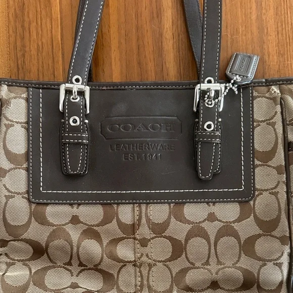 GUC Vintage Y2k Coach Signature C Jacquard canvas tote bag - Picture 2 of 10